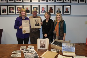 Heather Richardson, Executive Director of Arkansas State Board of Licensure for Professional Engineers and Surveyors, Jim Roy Warden-grandson of Roy E. Warden, Rachelle Stewart and Renee Carr who returned the pictures and memorabilia